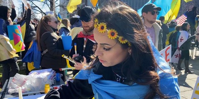 Thousands of protesters supporting Ukraine gathered in Washington, D.C. and demanded the Biden administration provide more help