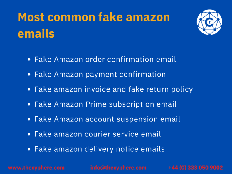 Most common fake amazon emails