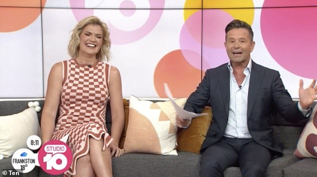 Bad timing! Former Today show weatherman Steve Jacobs (right) had his Instagram account hacked while he was co-hosting Studio 10 with Sarah Harris (left) live on Thursday morning