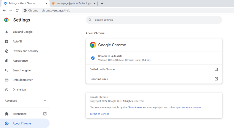 google-chrome 102 security update