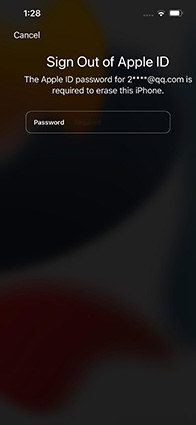 enter apple id to erase iphone