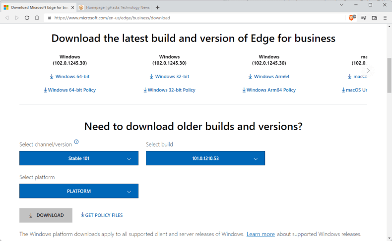 edge download old versions