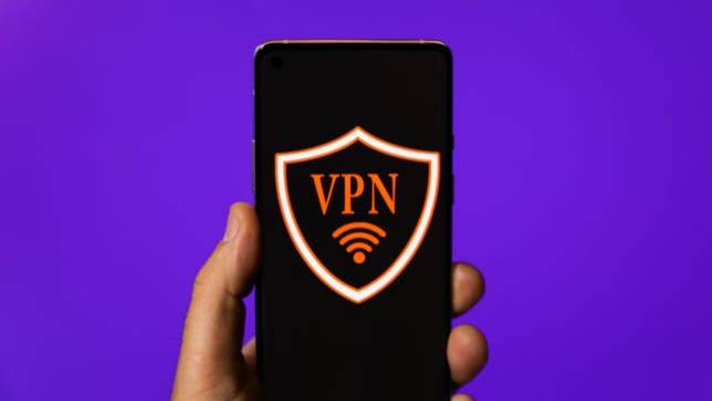 phone with letters VPN and wi-fi logo on screen