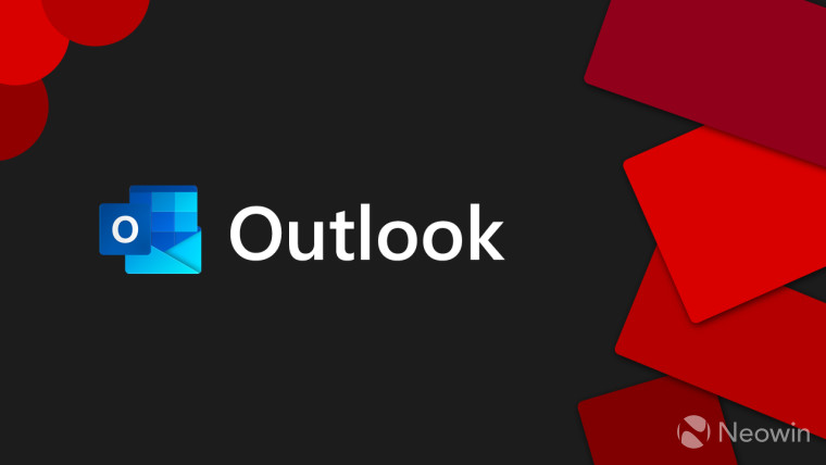 Outlook logo on a black and red background