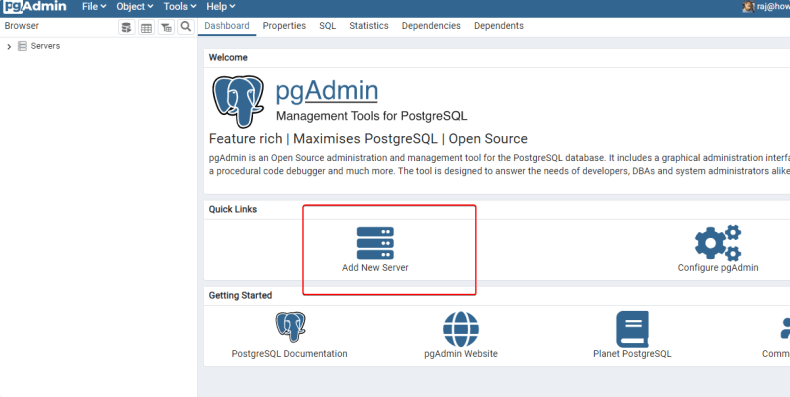 Add New server pgAdmin ubuntu 22.04