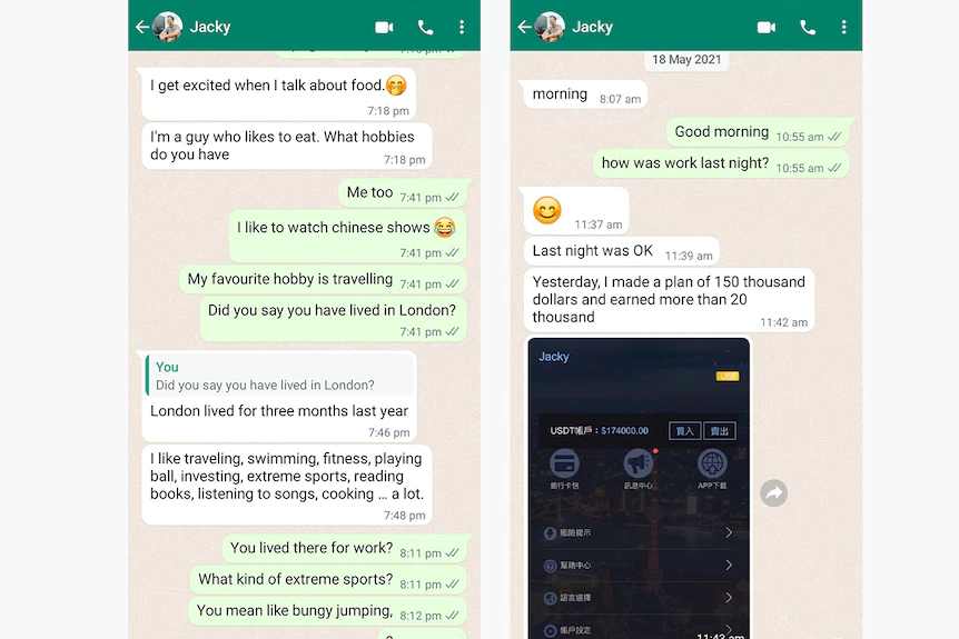 Two screenshots showing Whatsapp interactions