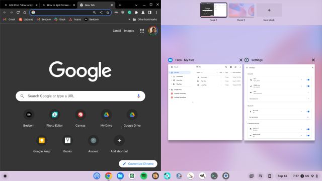Split Screen on a Chromebook Using Touchpad Gestures