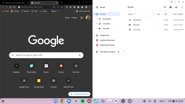 Split Screen on a Chromebook Using Touchpad Gestures