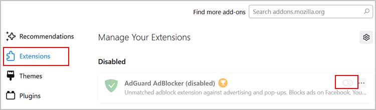 select-extension-and-disable-an-extension