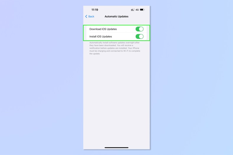 A screenshot demonstrating how to update an iPhone