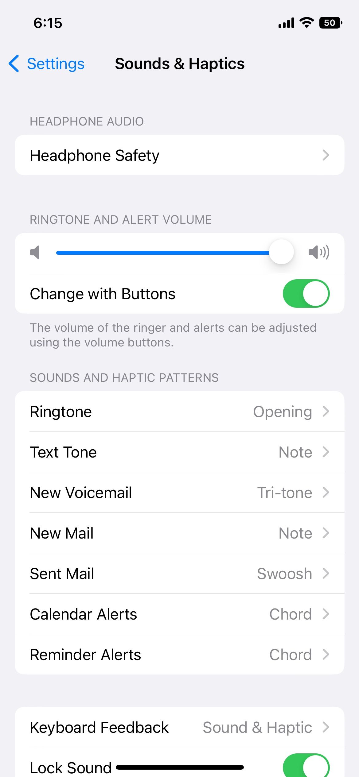 Ringtone and alert volume