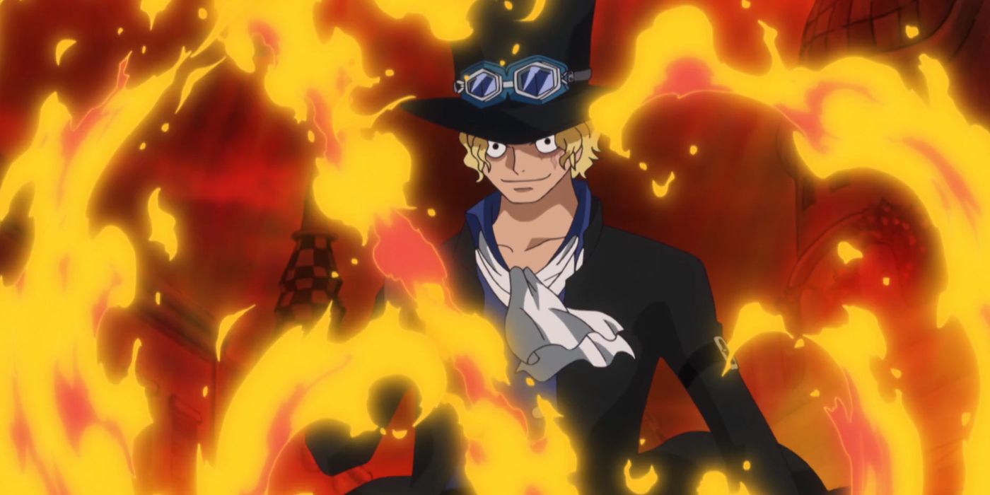 Sabo One Piece surrounded by fire