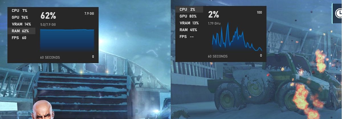 performance comparison using game bar performance monitor