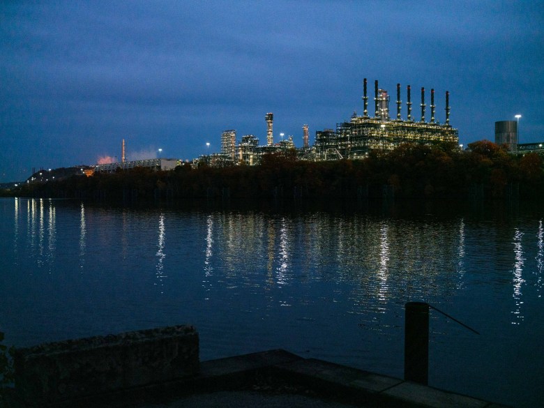 Shell's new ethane cracker plant rests on the southern shore of the Ohio River on Oct. 25. (Photo by Quinn Glabicki/PublicSource)