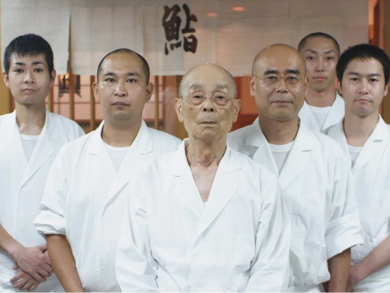 Jiro Ono, centre, master of Tokyo’s Sukiyabashi Jiro eatery and subject of the documentary, Jiro Dreams of Sushi.  eOne Films