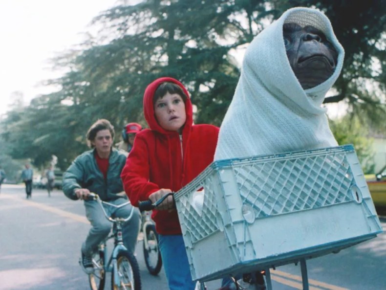 Henry Thomas, in red hoodie, in E.T. The Extra-Terrestrial. 1982