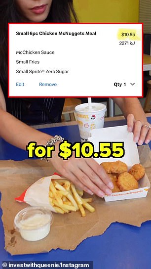 'Did you know you can save 20 per cent off a small meal by making it a Happy Meal instead?' She said in her latest viral video on Instagram