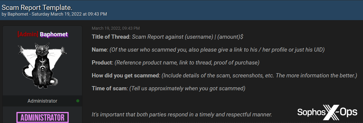 A forum post which details what needs to be included in a scam report