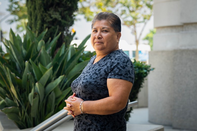 Oliva Avelino Huerta, outside the Maternal and Child Health Access office in Los Angeles on July 5, 2023. Photo by Julie A Hotz for CalMatters.