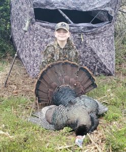 Tanner Cobb with wild turkey taken during 2023 Delaware spring hunting season