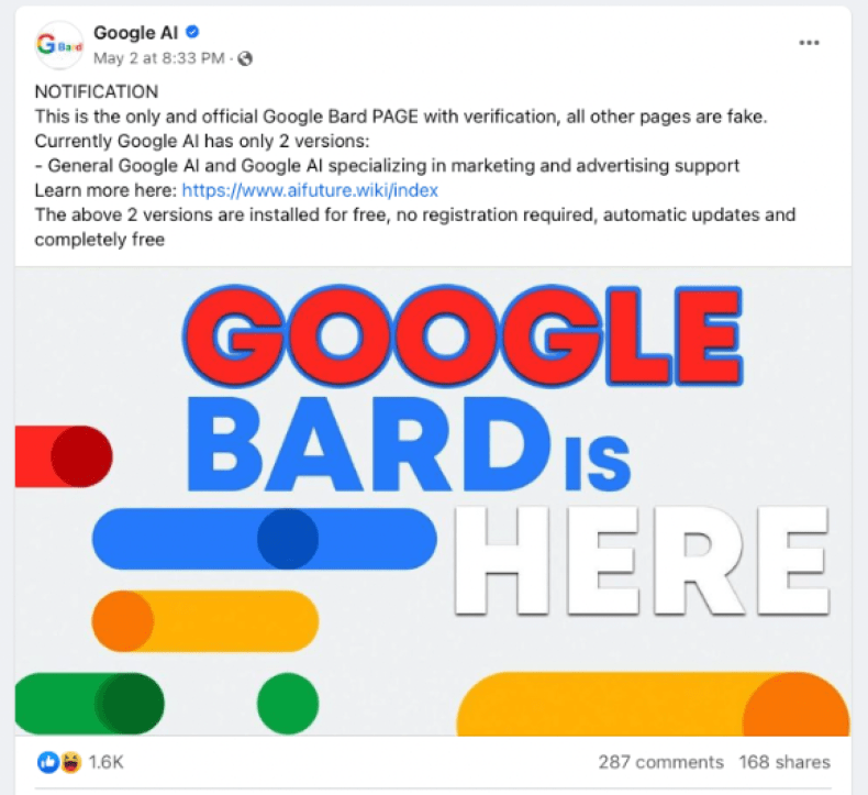 Fake Google page ad