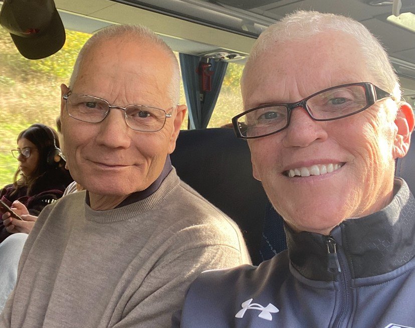 Greta and Colin Chudley on a bus.