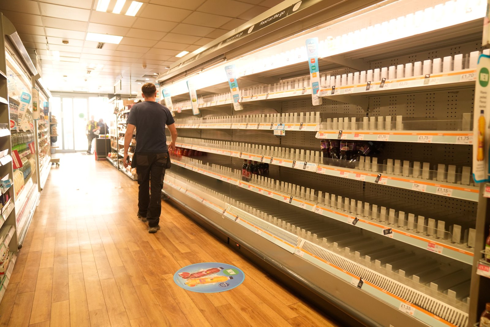 Empty shelves in a Co-op store after a cyberattack.