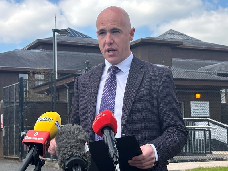 Police Service of Northern Ireland (PSNI) Detective Inspector Chris Fleming speaks to media outside Craigavon Crown Court.