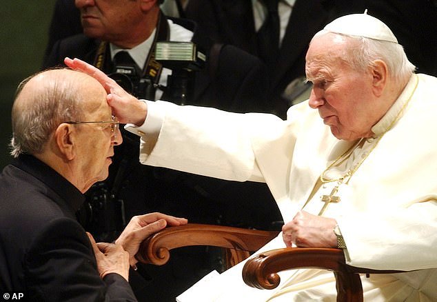 Admittedly, it was John Paul II (pictured), not Francis, who elevated McCarrick, while dismissing reports of serial abuse by monsters such as Fr Marcial Maciel (pictured), founder of the Legionaries of Christ