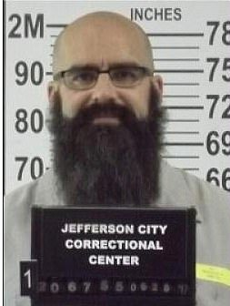Newman has grown a long, thick beard during his time in prison in Missouri