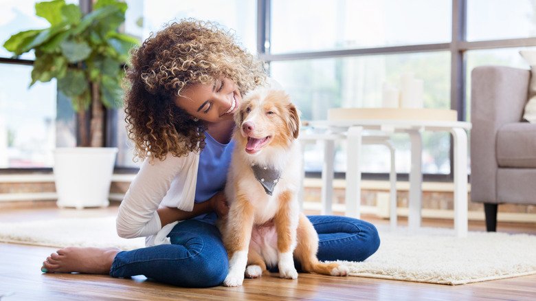 A woman with her dog
