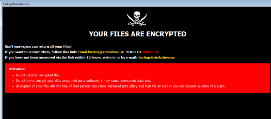 Screenshot of a ransom demand that says to pay if someone wants their files unencrypted.
