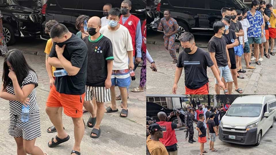 A group of Chinese and Filipino suspects arrested in February 2025 by Nigeria's Economic and Financial Crimes Commission.