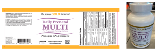 Label for Recalled Daily Prenatal Multi