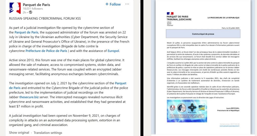Suspected Admin of XSS.IS Cybercrime Forum Arrested in Ukraine