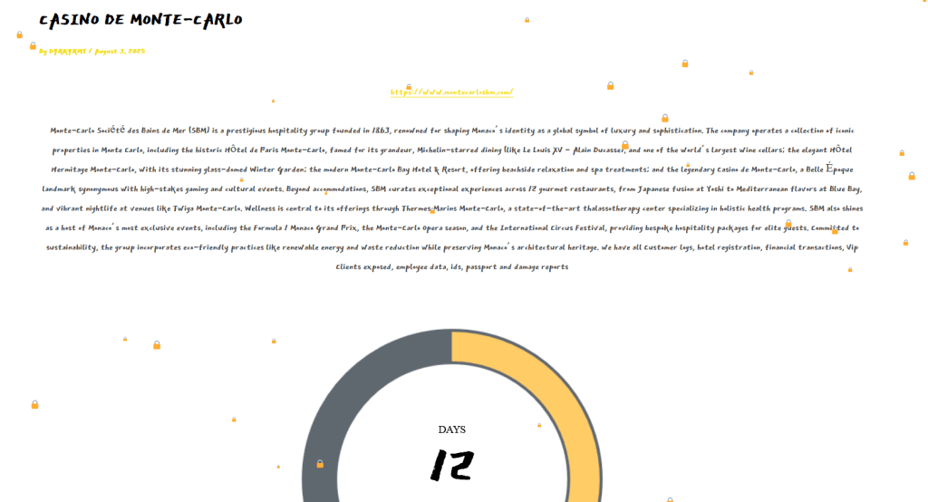 D4rk4rmy added the Monte-Carlo Société des Bains de Mer (SBM) to the list of victims on its Tor dark web leak site.