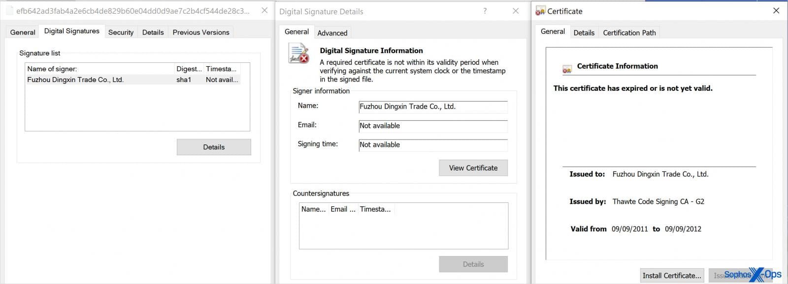 Stolen and expired certificate