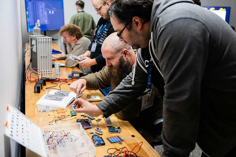 Cybersecurity specialists must figure out the significance of multiple objects and clues in an escape room exercise as part of ICS Cybersecurity Lab Training. | Courtesy INL