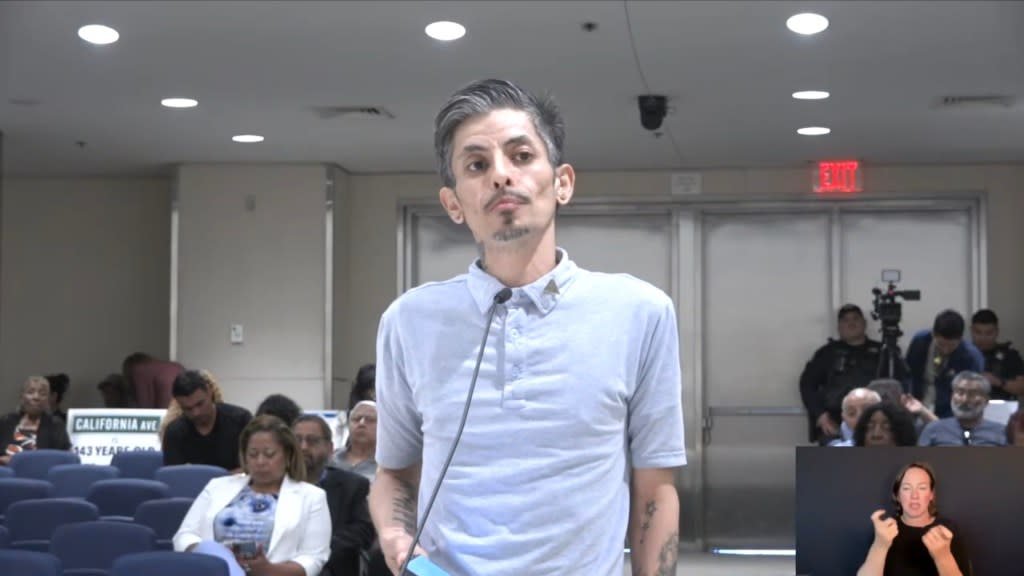 The registered sex offender at Fresno City Hall on Thursday. Fresno City Council Meeting 3/19/26